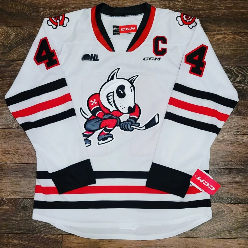 NWT Size Adult Large Akil Thomas Niagara Ice Dogs White OHL Hockey Jersey